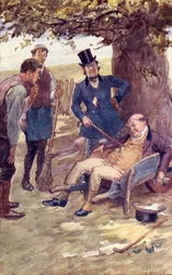 Mr Pickwick vekket av kaptein Boldwig, frontispice fra 